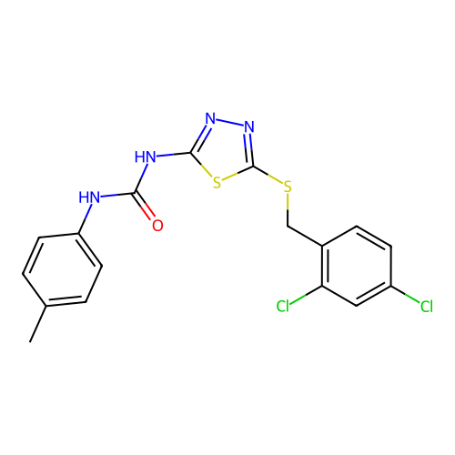 1-(5-((2,4-dichlorobenzyl)thio)-1,3,4-thiadiazol-2-yl)-3-(p-tolyl)urea structure