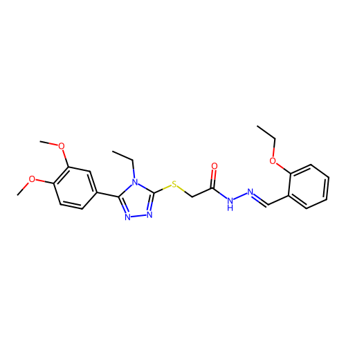 (E)-2-((5-(3,4-dimethoxyphenyl)-4-ethyl-4H-1,2,4-triazol-3-yl)thio)-N'-(2-ethoxybenzylidene)acetohydrazide structure