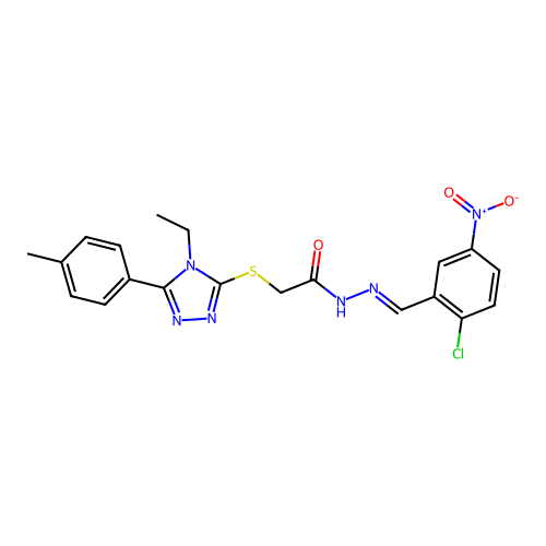 (E)-N'-(2-chloro-5-nitrobenzylidene)-2-((4-ethyl-5-(p-tolyl)-4H-1,2,4-triazol-3-yl)thio)acetohydrazide structure