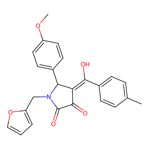 (4E)-1-(furan-2-ylmethyl)-4-[hydroxy(4-methylphenyl)methylidene]-5-(4-methoxyphenyl)pyrrolidine-2,3-dione structure