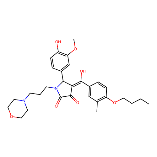 (4E)-4-[(4-butoxy-3-methylphenyl)-hydroxymethylidene]-5-(4-hydroxy-3-methoxyphenyl)-1-(3-morpholin-4-ylpropyl)pyrrolidine-2,3-dione structure