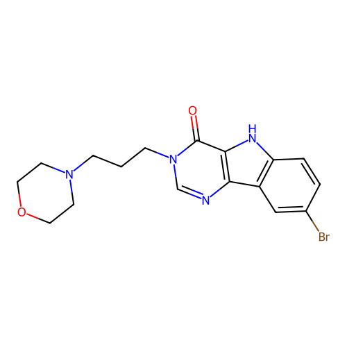 8-bromo-3-(3-morpholinopropyl)-3H-pyrimido[5,4-b]indol-4(5H)-one structure