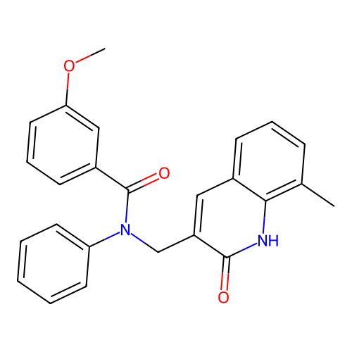 N-((2-hydroxy-8-methylquinolin-3-yl)methyl)-3-methoxy-N-phenylbenzamide structure