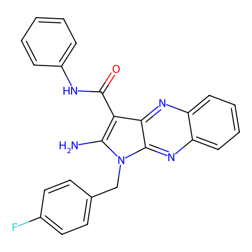 2-amino-1-(4-fluorobenzyl)-N-phenyl-1H-pyrrolo[2,3-b]quinoxaline-3-carboxamide structure