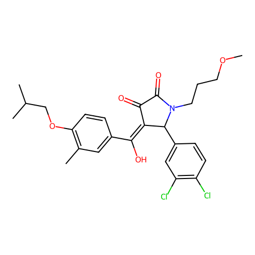 (4E)-5-(3,4-dichlorophenyl)-4-[hydroxy-[3-methyl-4-(2-methylpropoxy)phenyl]methylidene]-1-(3-methoxypropyl)pyrrolidine-2,3-dione structure