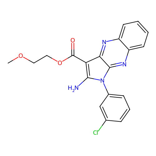 2-methoxyethyl 2-amino-1-(3-chlorophenyl)-1H-pyrrolo[2,3-b]quinoxaline-3-carboxylate structure