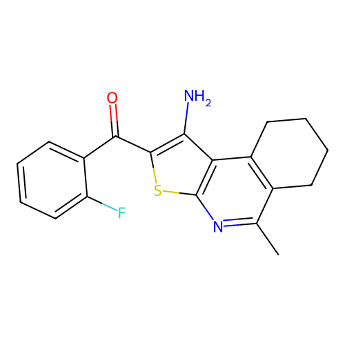 (1-amino-5-methyl-6,7,8,9-tetrahydrothieno[2,3-c]isoquinolin-2-yl)(2-fluorophenyl)methanone structure