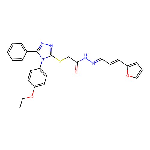 (E)-2-((4-(4-ethoxyphenyl)-5-phenyl-4H-1,2,4-triazol-3-yl)thio)-N'-((E)-3-(furan-2-yl)allylidene)acetohydrazide structure