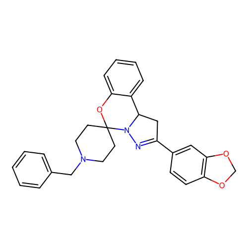 2'-(1,3-benzodioxol-5-yl)-1-benzyl-1',10b'-dihydrospiro[piperidine-4,5'-pyrazolo[1,5-c][1,3]benzoxazine] structure