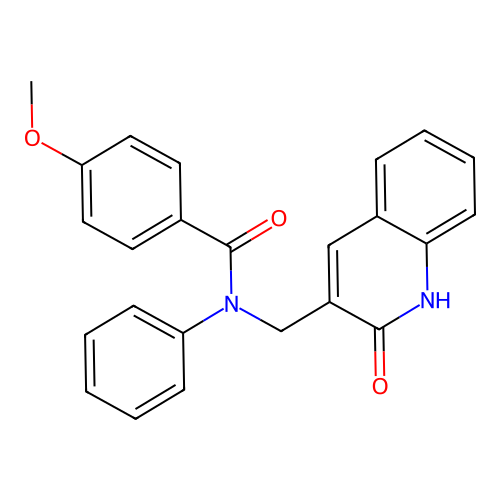4-methoxy-N-[(2-oxo-1H-quinolin-3-yl)methyl]-N-phenylbenzamide structure