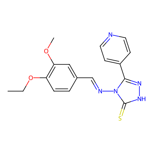 4-[(E)-(4-ethoxy-3-methoxyphenyl)methylideneamino]-3-pyridin-4-yl-1H-1,2,4-triazole-5-thione structure
