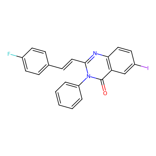 2-[(E)-2-(4-fluorophenyl)ethenyl]-6-iodo-3-phenylquinazolin-4(3H)-one structure
