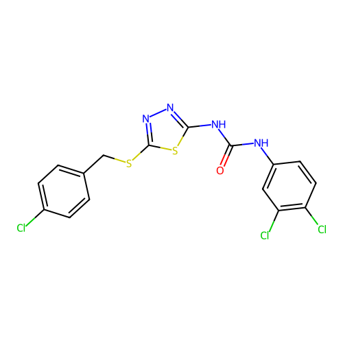 1-(5-((4-chlorobenzyl)thio)-1,3,4-thiadiazol-2-yl)-3-(3,4-dichlorophenyl)urea structure