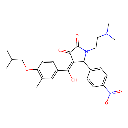 (4E)-1-(2-dimethylaminoethyl)-4-[hydroxy-[3-methyl-4-(2-methylpropoxy)phenyl]methylidene]-5-(4-nitrophenyl)pyrrolidine-2,3-dione structure