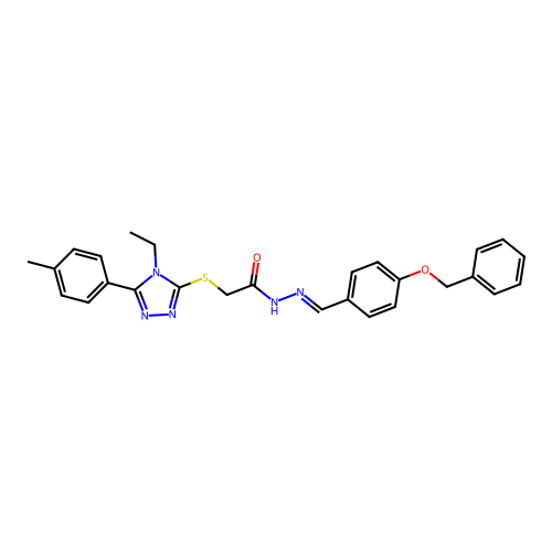 N'-{(E)-[4-(benzyloxy)phenyl]methylidene}-2-{[4-ethyl-5-(4-methylphenyl)-4H-1,2,4-triazol-3-yl]sulfanyl}acetohydrazide structure