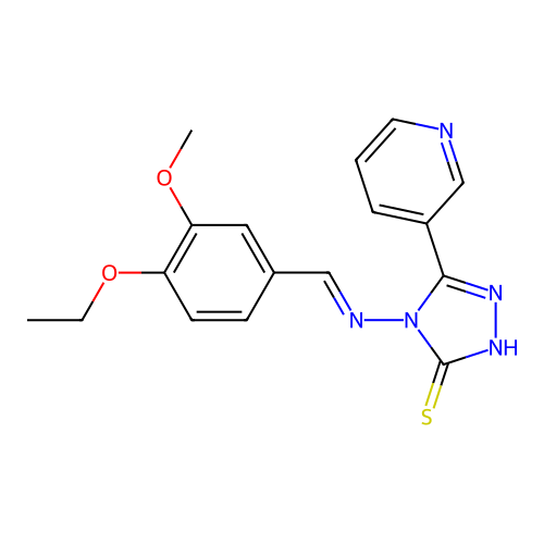 (E)-4-((4-ethoxy-3-methoxybenzylidene)amino)-5-(pyridin-3-yl)-4H-1,2,4-triazole-3-thiol structure