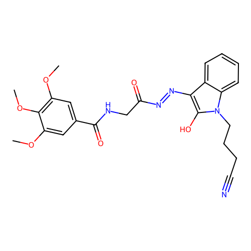 (Z)-N-(2-(2-(1-(3-cyanopropyl)-2-oxoindolin-3-ylidene)hydrazinyl)-2-oxoethyl)-3,4,5-trimethoxybenzamide structure