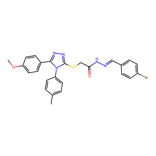 N'-[(E)-(4-bromophenyl)methylidene]-2-{[5-(4-methoxyphenyl)-4-(4-methylphenyl)-4H-1,2,4-triazol-3-yl]sulfanyl}acetohydrazide structure