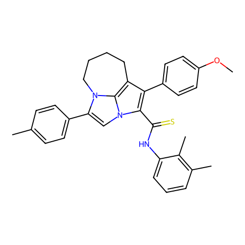 N-(2,3-dimethylphenyl)-1-(4-methoxyphenyl)-4-(4-methylphenyl)-5,6,7,8-tetrahydro-2a,4a-diazacyclopenta[cd]azulene-2-carbothioamide structure