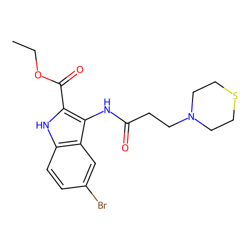ethyl 5-bromo-3-{[3-(thiomorpholin-4-yl)propanoyl]amino}-1H-indole-2-carboxylate structure