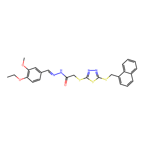 (E)-N'-(4-ethoxy-3-methoxybenzylidene)-2-((5-((naphthalen-1-ylmethyl)thio)-1,3,4-thiadiazol-2-yl)thio)acetohydrazide structure