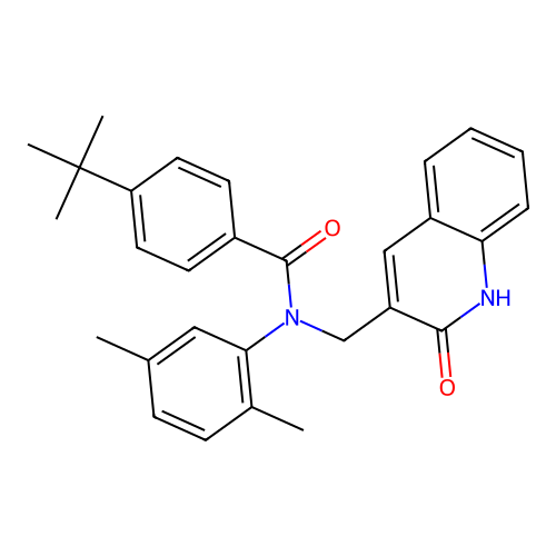 4-tert-butyl-N-(2,5-dimethylphenyl)-N-[(2-oxo-1H-quinolin-3-yl)methyl]benzamide structure