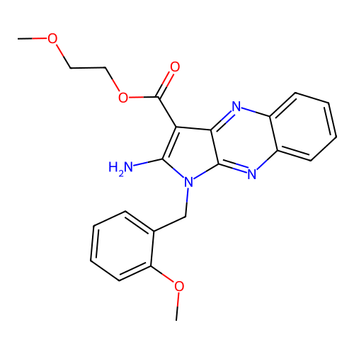 2-methoxyethyl 2-amino-1-(2-methoxybenzyl)-1H-pyrrolo[2,3-b]quinoxaline-3-carboxylate structure