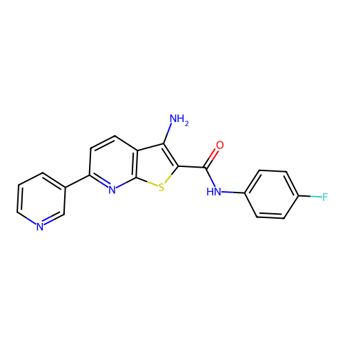 3-amino-N-(4-fluorophenyl)-6-(pyridin-3-yl)thieno[2,3-b]pyridine-2-carboxamide structure