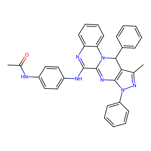 N-[4-(10-Methyl-8,11-diphenyl-8,11-dihydro-5,7,8,9,11a-pentaaza-cyclopenta[b]phenanthren-6-ylamino )-phenyl]-acetamide structure