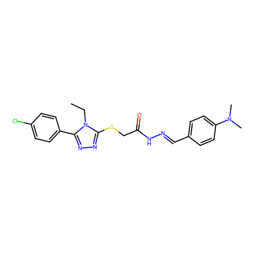 2-{[5-(4-chlorophenyl)-4-ethyl-4H-1,2,4-triazol-3-yl]sulfanyl}-N'-{(E)-[4-(dimethylamino)phenyl]methylidene}acetohydrazide structure
