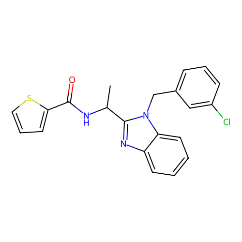 N-{1-[1-(3-chlorobenzyl)-1H-benzimidazol-2-yl]ethyl}thiophene-2-carboxamide structure