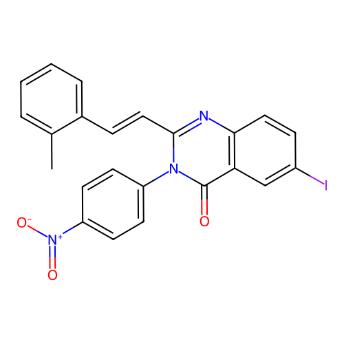 6-iodo-2-[(E)-2-(2-methylphenyl)ethenyl]-3-(4-nitrophenyl)quinazolin-4(3H)-one structure