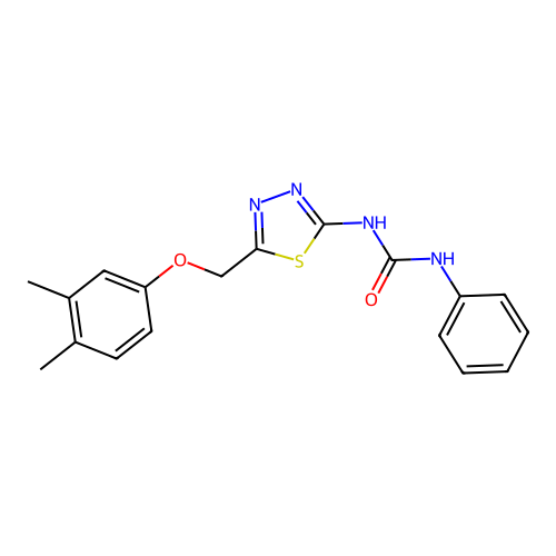 1-{5-[(3,4-Dimethylphenoxy)methyl]-1,3,4-thiadiazol-2-yl}-3-phenylurea structure
