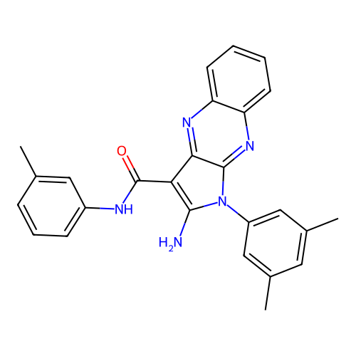 2-amino-1-(3,5-dimethylphenyl)-N-(3-methylphenyl)pyrrolo[3,2-b]quinoxaline-3-carboxamide structure