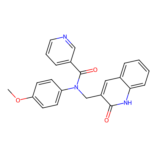 N-(4-methoxyphenyl)-N-[(2-oxo-1H-quinolin-3-yl)methyl]pyridine-3-carboxamide structure