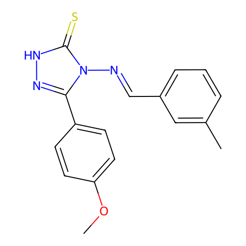 (E)-5-(4-methoxyphenyl)-4-((3-methylbenzylidene)amino)-4H-1,2,4-triazole-3-thiol structure