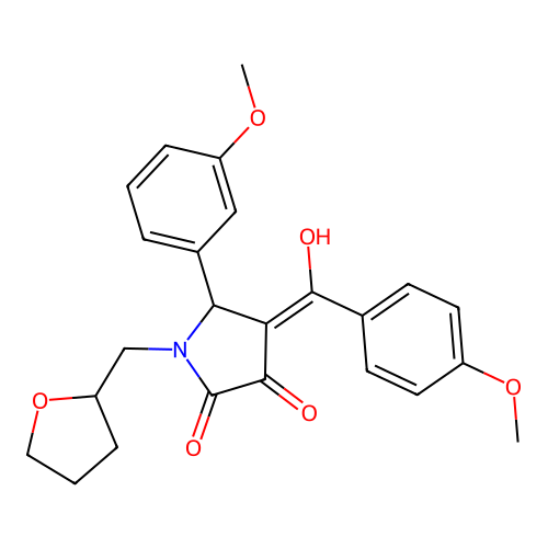 (4E)-4-[hydroxy(4-methoxyphenyl)methylidene]-5-(3-methoxyphenyl)-1-(tetrahydrofuran-2-ylmethyl)pyrrolidine-2,3-dione structure