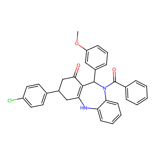 [3-(4-chlorophenyl)-1-hydroxy-11-(3-methoxyphenyl)-2,3,4,11-tetrahydro-10H-dibenzo[b,e][1,4]diazepin-10-yl](phenyl)methanone structure