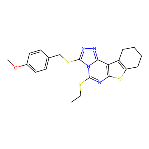 5-(ethylsulfanyl)-3-[(4-methoxybenzyl)sulfanyl]-8,9,10,11-tetrahydro[1]benzothieno[3,2-e][1,2,4]triazolo[4,3-c]pyrimidine structure