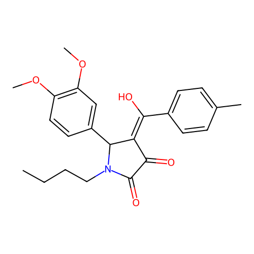 1-butyl-5-(3,4-dimethoxyphenyl)-3-hydroxy-4-(4-methylbenzoyl)-1H-pyrrol-2(5H)-one structure