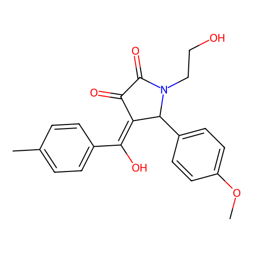 (4E)-1-(2-hydroxyethyl)-4-[hydroxy(4-methylphenyl)methylidene]-5-(4-methoxyphenyl)pyrrolidine-2,3-dione structure