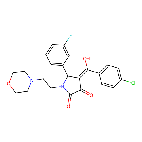 (4E)-4-[(4-chlorophenyl)-hydroxymethylidene]-5-(3-fluorophenyl)-1-(2-morpholin-4-ylethyl)pyrrolidine-2,3-dione structure