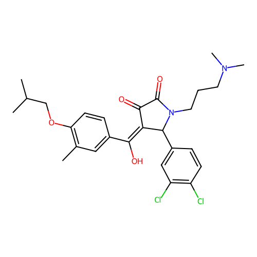 (4E)-5-(3,4-dichlorophenyl)-1-[3-(dimethylamino)propyl]-4-[hydroxy-[3-methyl-4-(2-methylpropoxy)phenyl]methylidene]pyrrolidine-2,3-dione structure