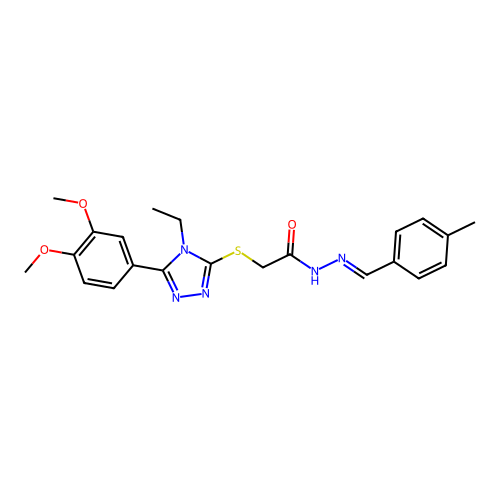 (E)-2-((5-(3,4-dimethoxyphenyl)-4-ethyl-4H-1,2,4-triazol-3-yl)thio)-N'-(4-methylbenzylidene)acetohydrazide structure