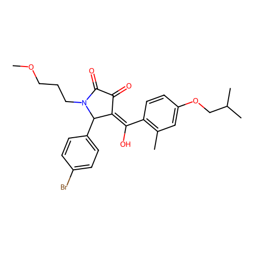 (4E)-5-(4-bromophenyl)-4-[hydroxy-[2-methyl-4-(2-methylpropoxy)phenyl]methylidene]-1-(3-methoxypropyl)pyrrolidine-2,3-dione structure
