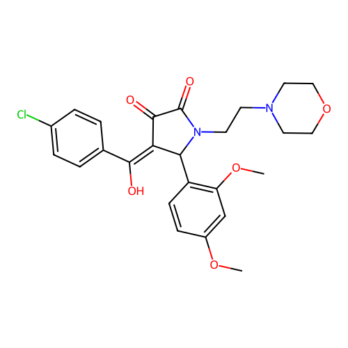 (4E)-4-[(4-chlorophenyl)-hydroxymethylidene]-5-(2,4-dimethoxyphenyl)-1-(2-morpholin-4-ylethyl)pyrrolidine-2,3-dione structure