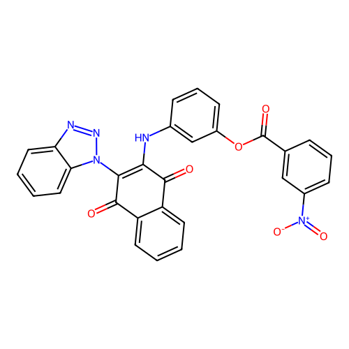 [3-[[3-(benzotriazol-1-yl)-1,4-dioxonaphthalen-2-yl]amino]phenyl] 3-nitrobenzoate structure