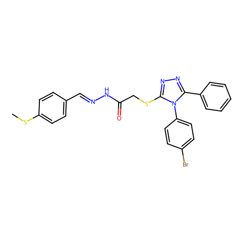 2-{[4-(4-bromophenyl)-5-phenyl-4H-1,2,4-triazol-3-yl]sulfanyl}-N'-{(E)-[4-(methylsulfanyl)phenyl]methylidene}acetohydrazide structure