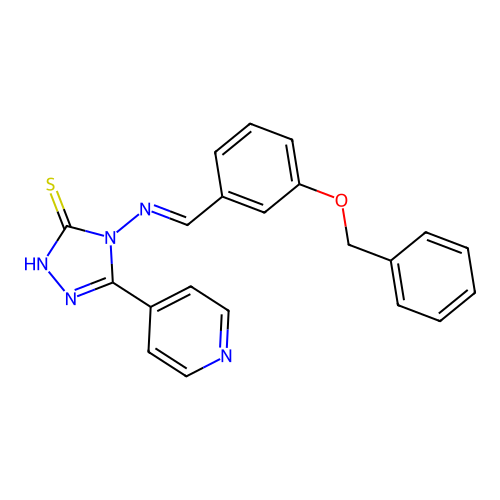 (E)-4-((3-(benzyloxy)benzylidene)amino)-5-(pyridin-4-yl)-4H-1,2,4-triazole-3-thiol structure