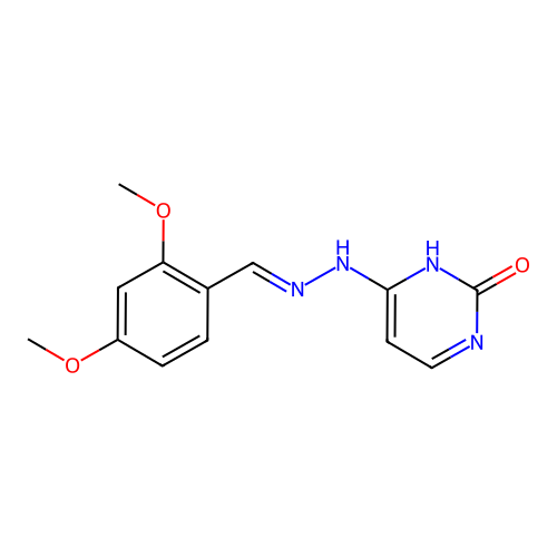 (E)-4-(2-(2,4-dimethoxybenzylidene)hydrazinyl)pyrimidin-2(1H)-one structure